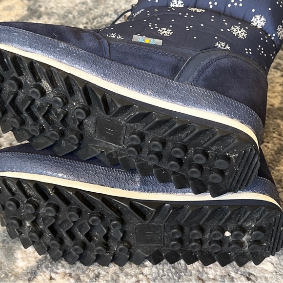 BUFFIE - Snowflake Snow Boots moon boots navy blue faux fur lining zipper 11 NEW - Picture 7 of 9